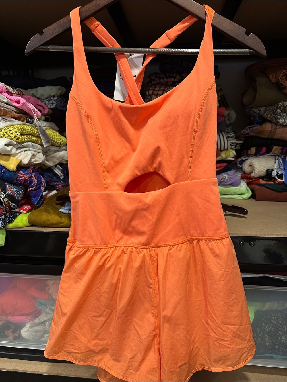 Pickleball tennis golf workout onesie Cross-Back Romper Bright Orange bra top